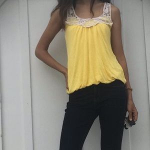 Threads yellow lace strap tank top